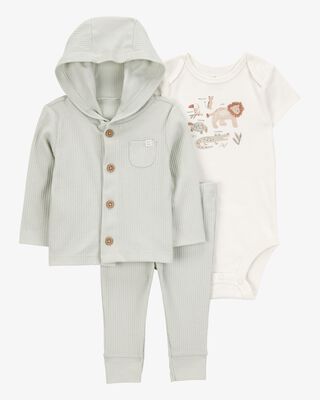 Product image 1 of Baby Lion 3-Piece Cardigan Set - Green/White
