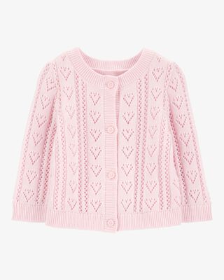 Product image 1 of Baby Heart Button-Front Sweater Knit Cardigan - Pink