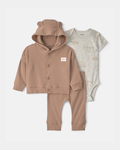 baby 3-piece bear layering set - grey/brown