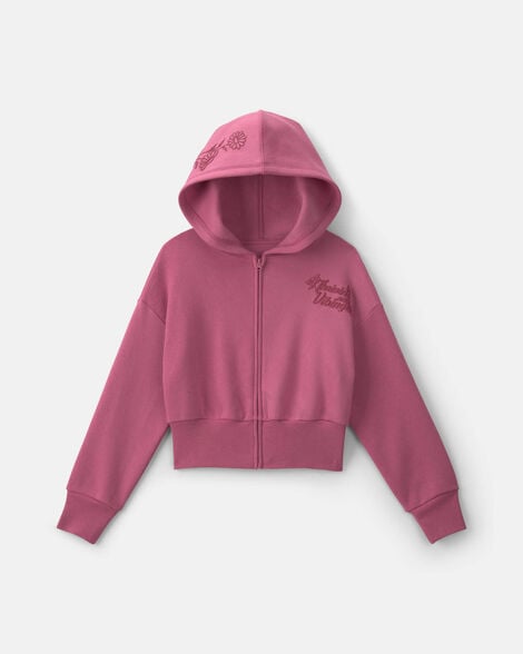 girls 'thriving' fleece zip-up hoodie - pink