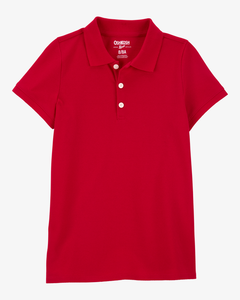 Girls Pique Cotton Uniform Polo - Ruby