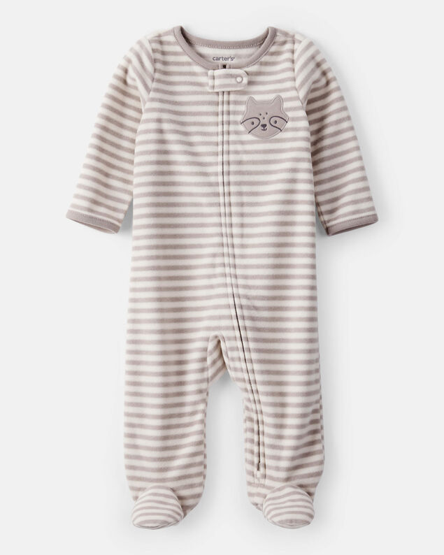 Product image 1 of Baby Boy Fox Striped Loose Fit Long-Sleeve Sleep & Play Pajamas - Brown