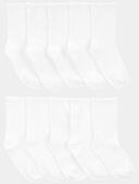 White - Kid 10-Pack Scallop Crew Socks, Selected