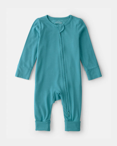 baby purelysoft 2-way zip snug fit sleep & play pajamas - blue