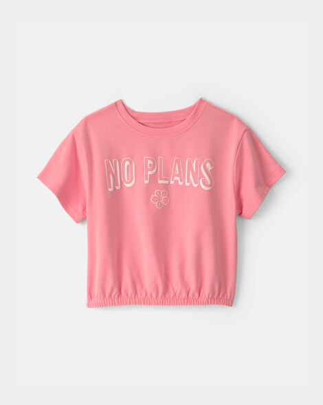 girls 'no plans' french terry top - pink