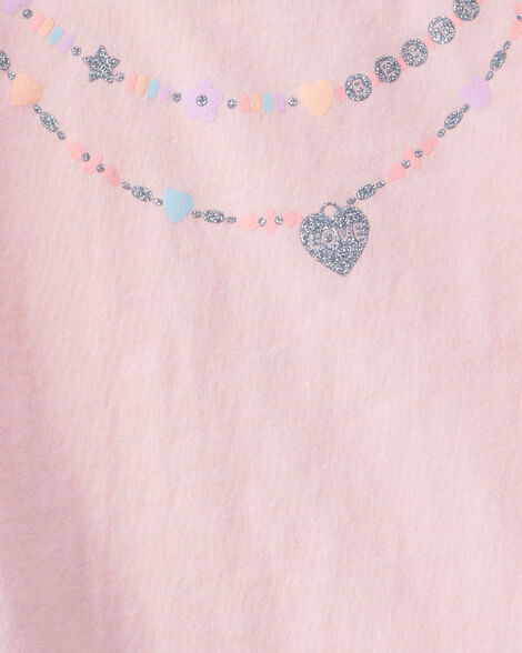 Product image 4 of Toddler 2-Piece Necklace Printed Tee & Rainbow Skirt Set - Pink
