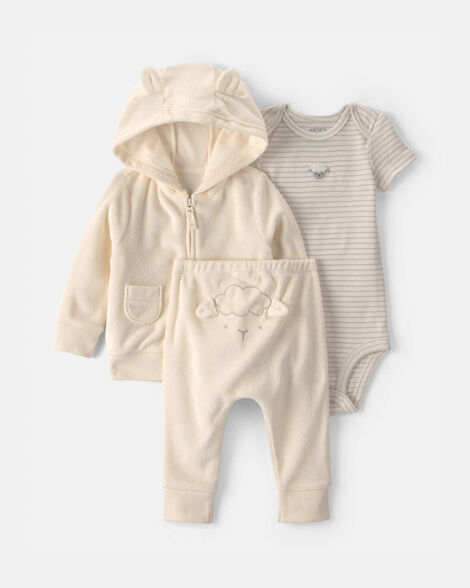 baby 3-piece sheep terry layering set - ivory