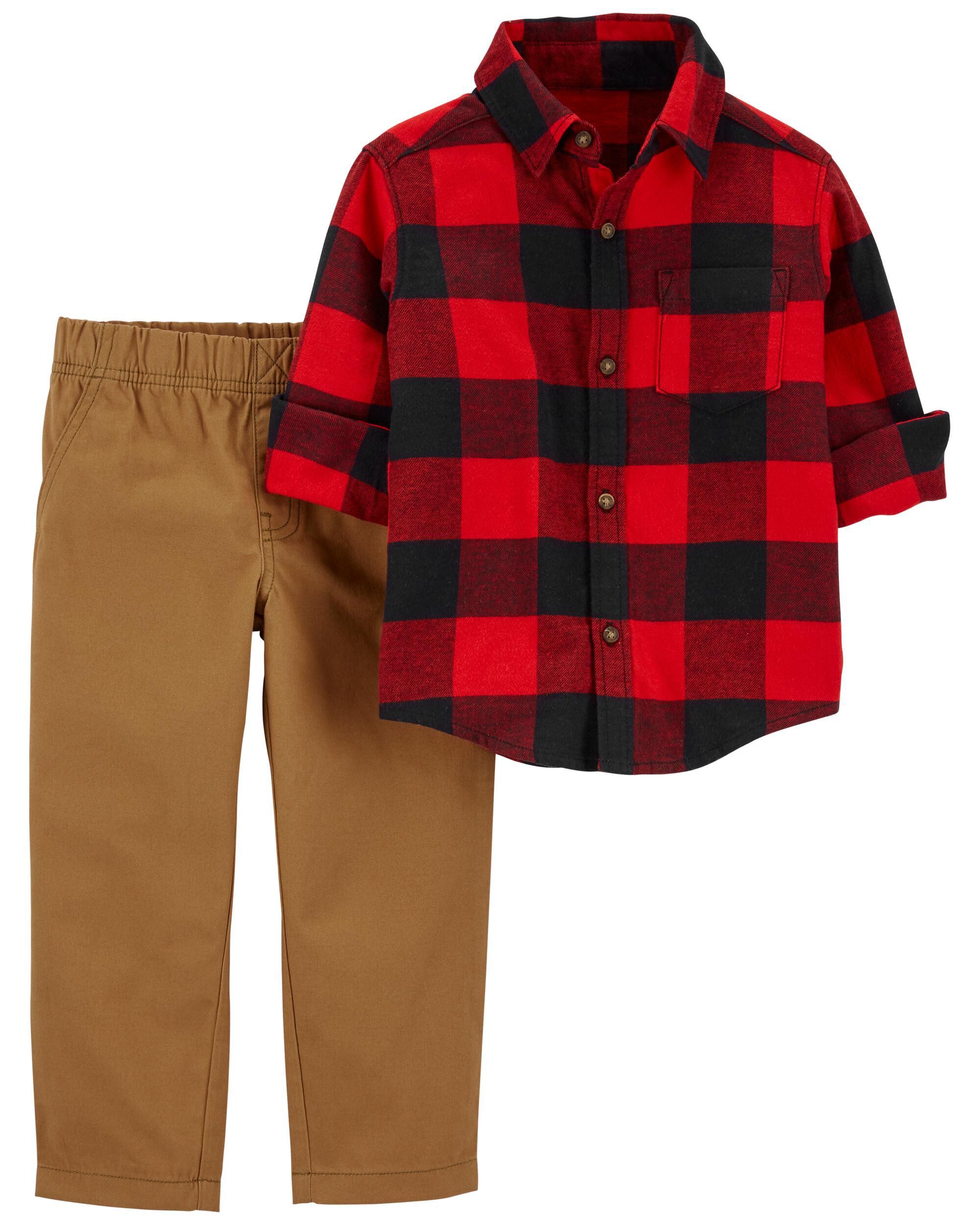 red plaid baby shirt