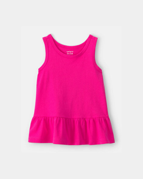 toddler girl peplum tank top - pink