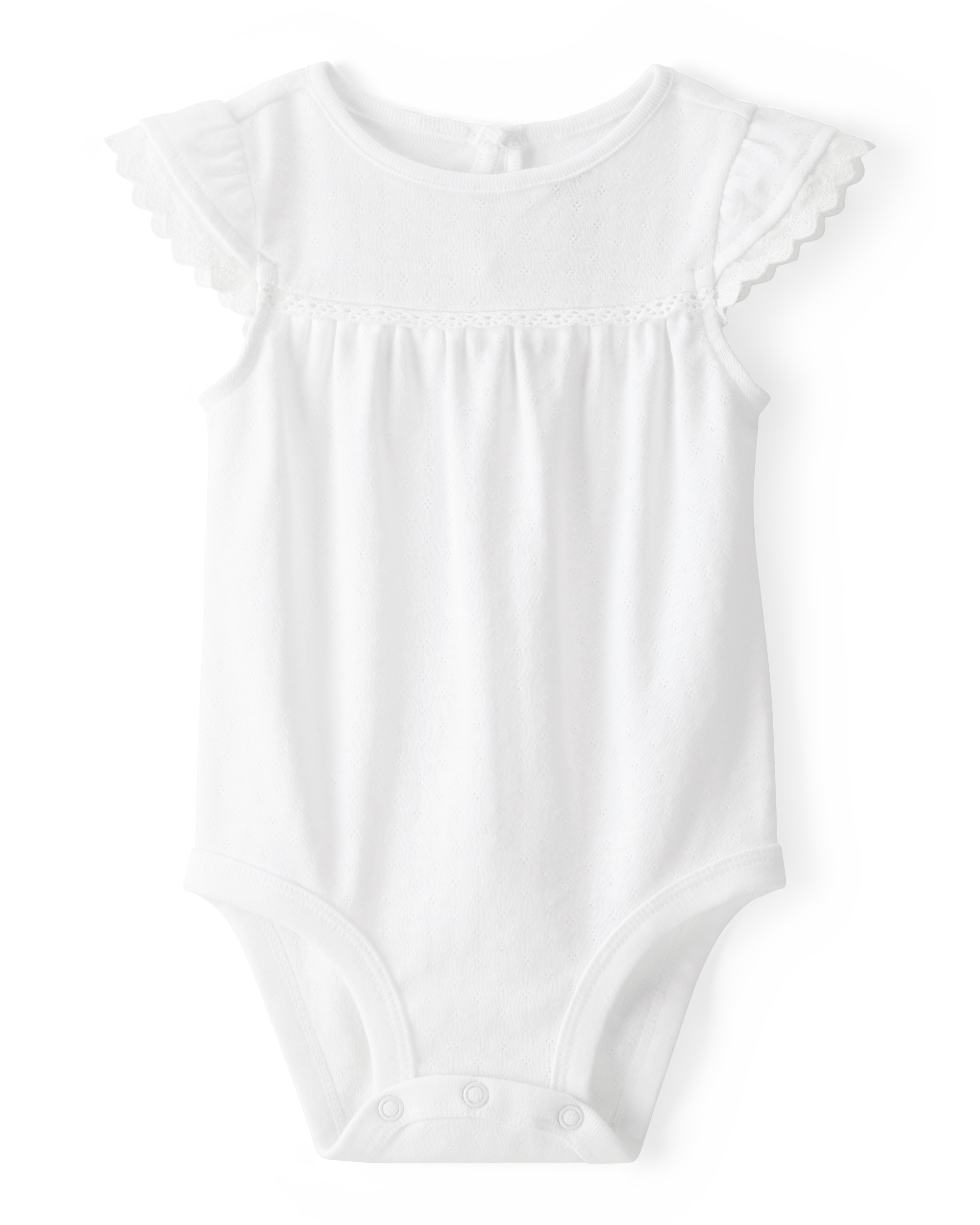 Baby Pointelle Short-Sleeve Bodysuit - White