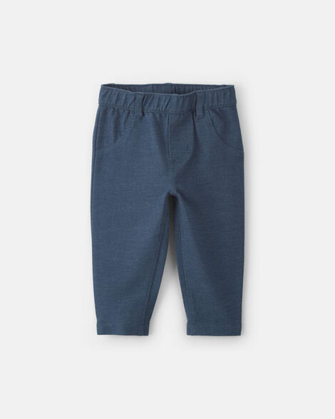 baby girl knit chambray pants - indigo