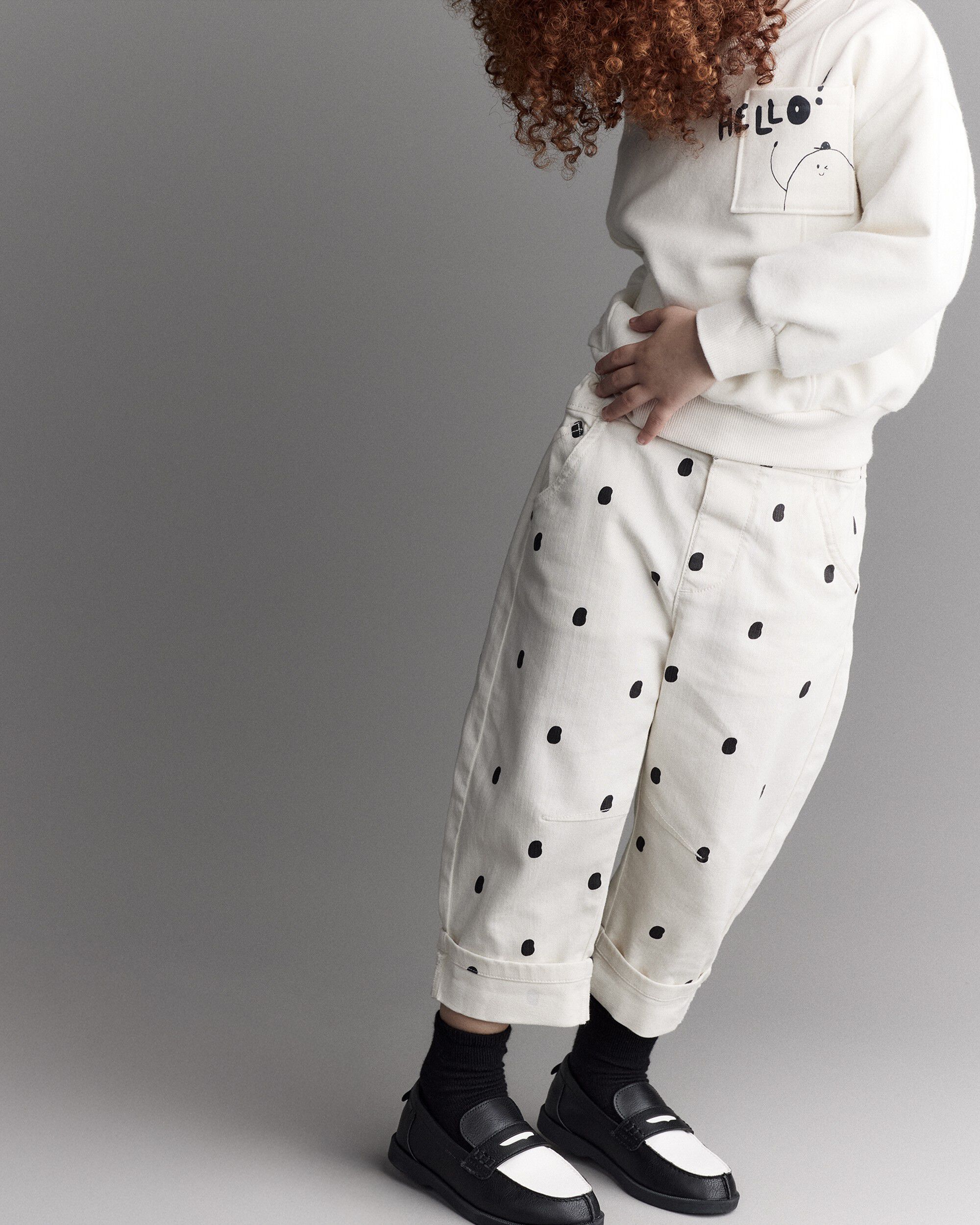 Otter Avenue Toddler Girls Girl Polka Dot Cuffed Barrel Pant - Ivory 6 Ivory 22$