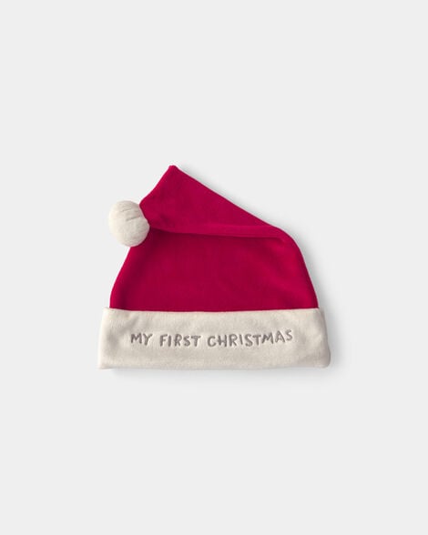 baby 'my first christmas' santa hat - red