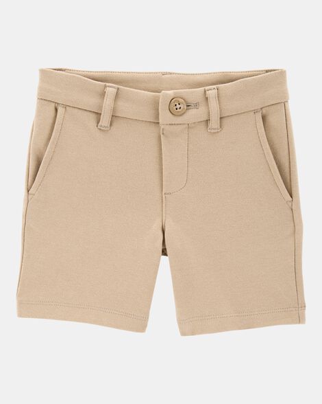 Toddler Girl Ponte Knit Uniform Shorts - Khaki