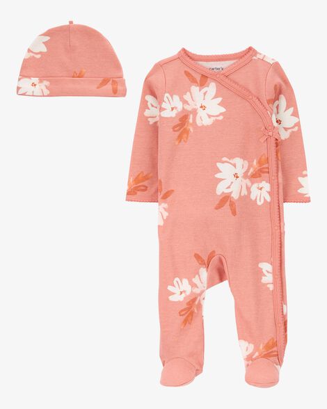  Product image 1 of Baby 2-Piece Floral Sleep & Play Pajamas and Cap Set