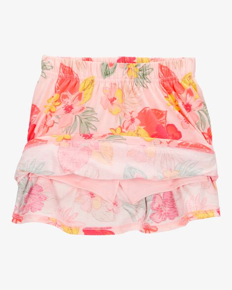 Toddler 2-Piece Ribbed Tank & Floral Pull-On Skort Set - Pink