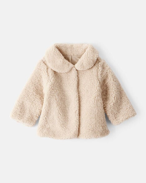 baby girl sherpa fashion jacket - brown