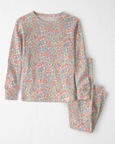 Toddler Girl 2-Piece Organic Cotton Ribbed Pajama Set in Spring Floral Print