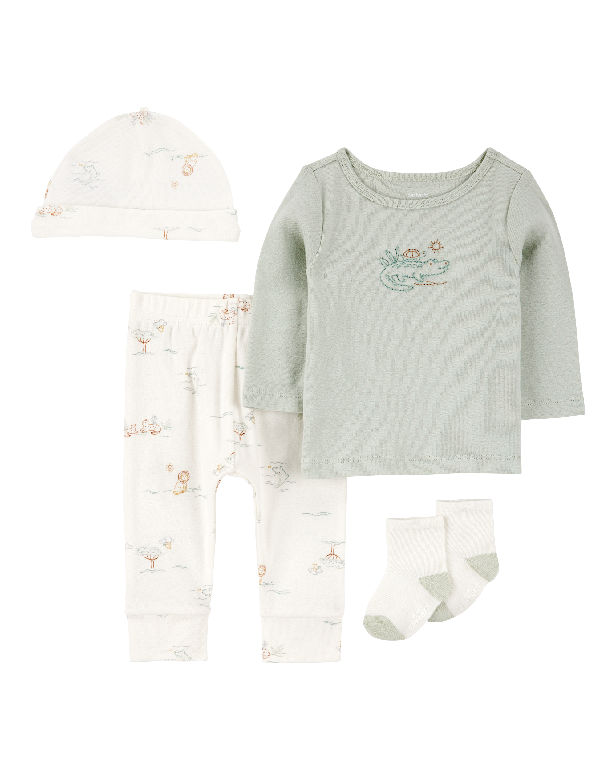 Baby 4-Piece Alligator Outfit Set - Green