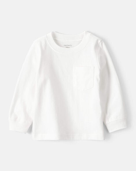 baby boy long-sleeve pocket tee - white