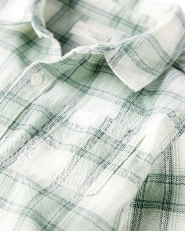 Product image 2 of Kid Organic Cotton Herringbone Button-Front Shirt in Plaid