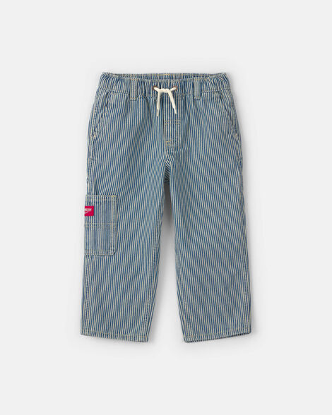 Boys Toddler Boy Hickory Stripe Denim Carpenter Jeans - Light Wash