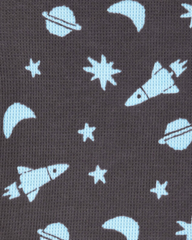 Product image 2 of Toddler Boy Space Print Loose Fit Waffle Knit 2-Piece Pajamas - Navy