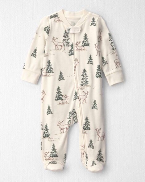 Baby Organic Cotton Sleep & Play Pajamas in Reindeer Forest