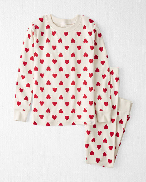 Kid Organic Cotton Pajamas in Forever Hearts Print