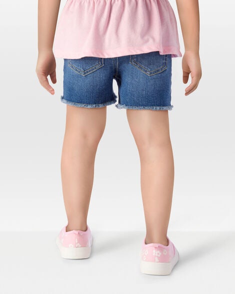  Product image 3 of Toddler Daisy Print Iconic Denim Short - Blue Ozone Wash