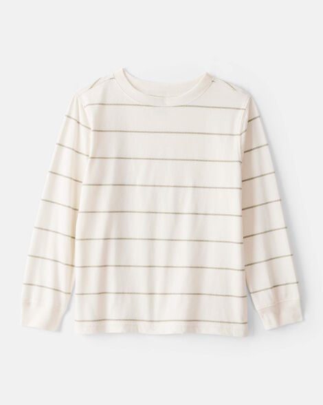boys striped long-sleeve tee - ivory