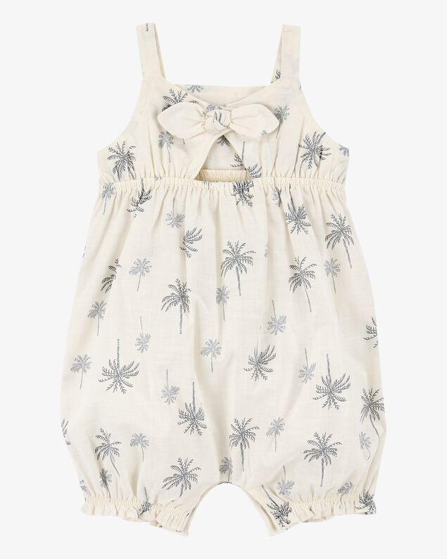Product image 2 of Baby Girl Palm Tree Cotton Romper - Ivory