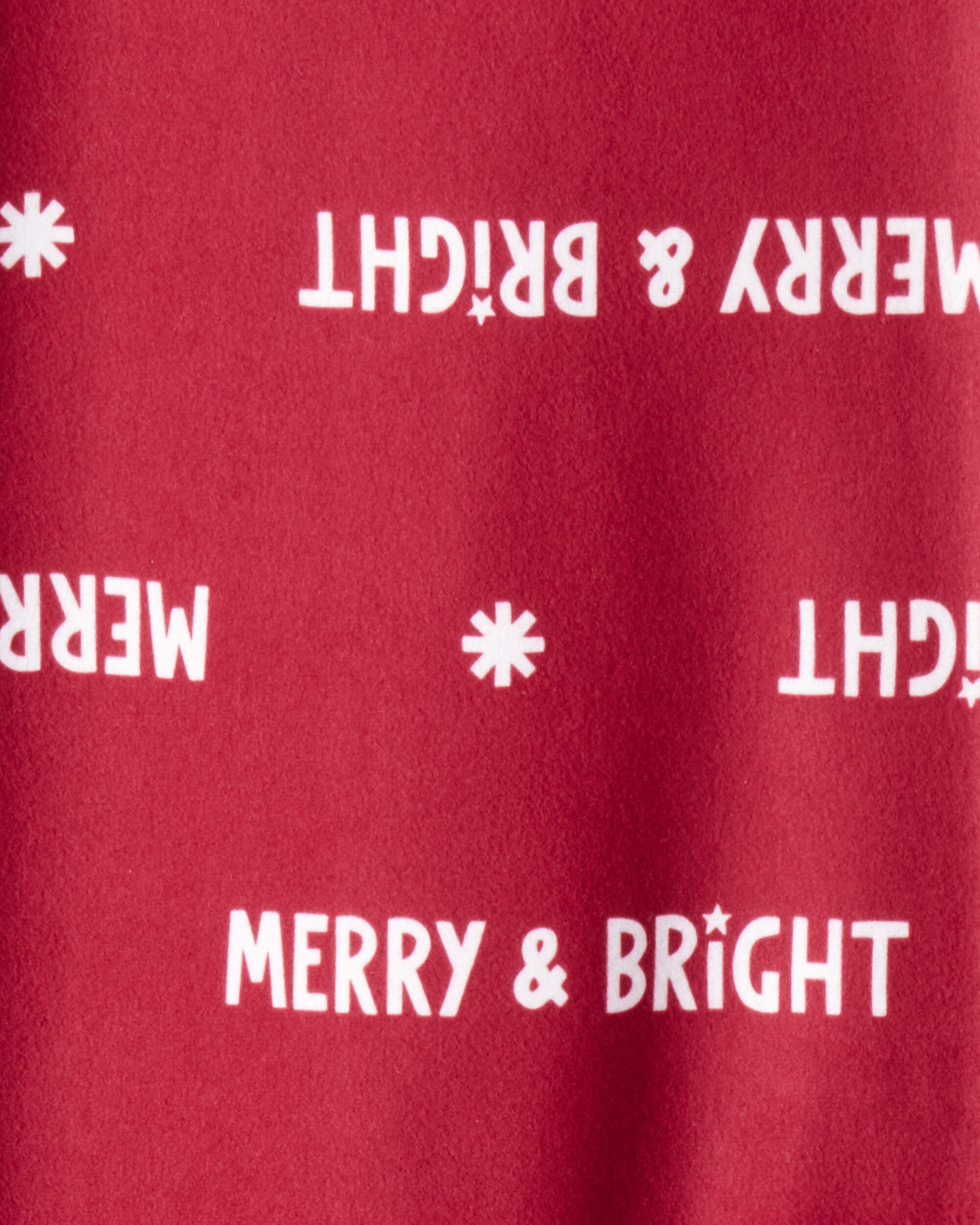 Kid Merry & Bright Christmas Print Loose Fit Pajama Bottoms - Red