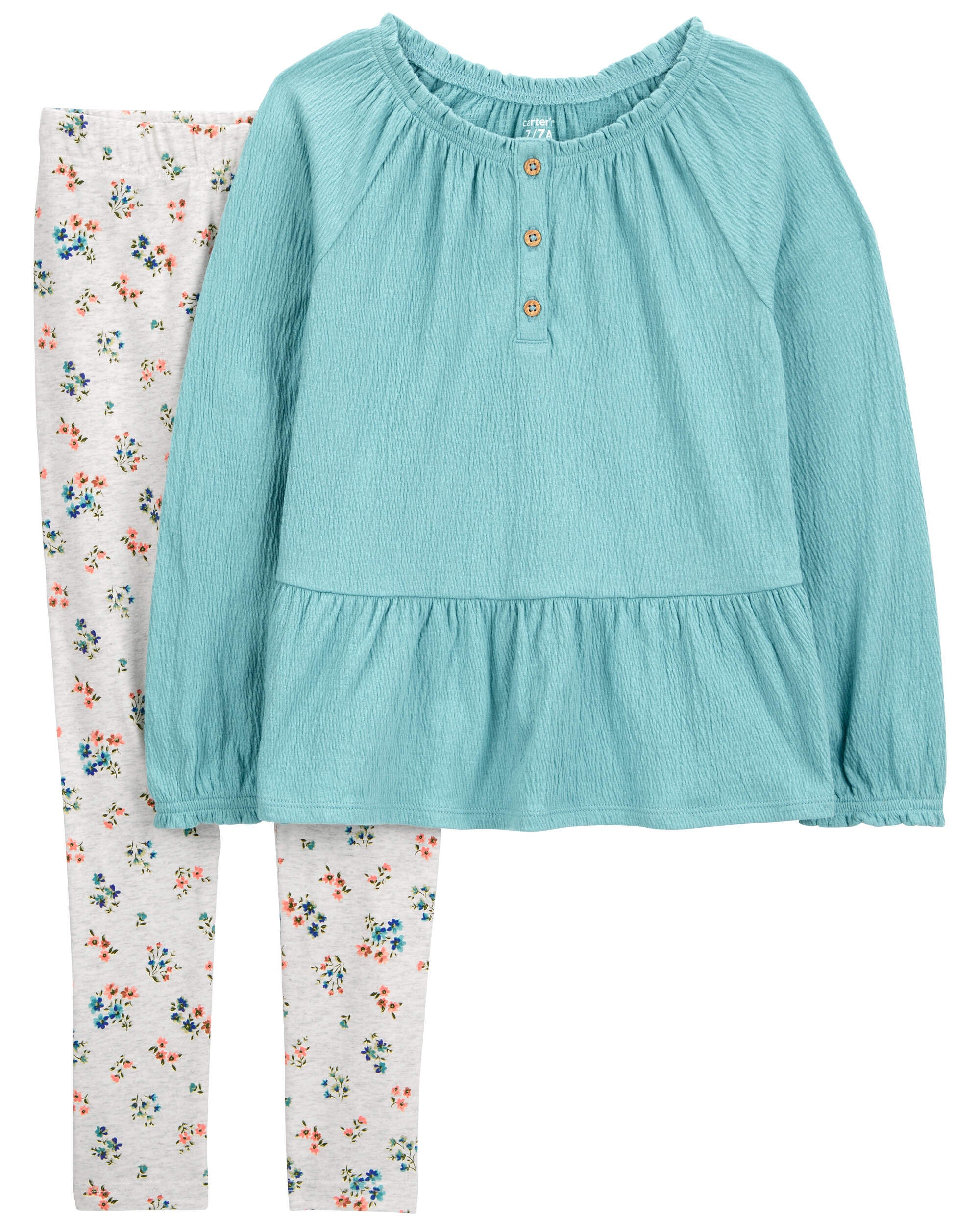 Kid 2-Piece Gauze Peplum Top & Floral Legging Set - Carter's | Carter's