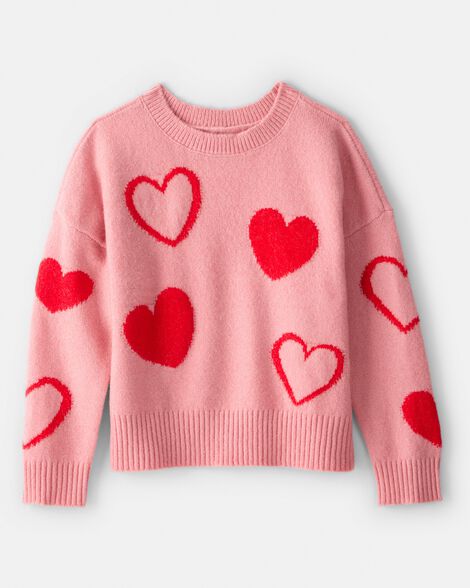 girls heart long-sleeve sweater - pink