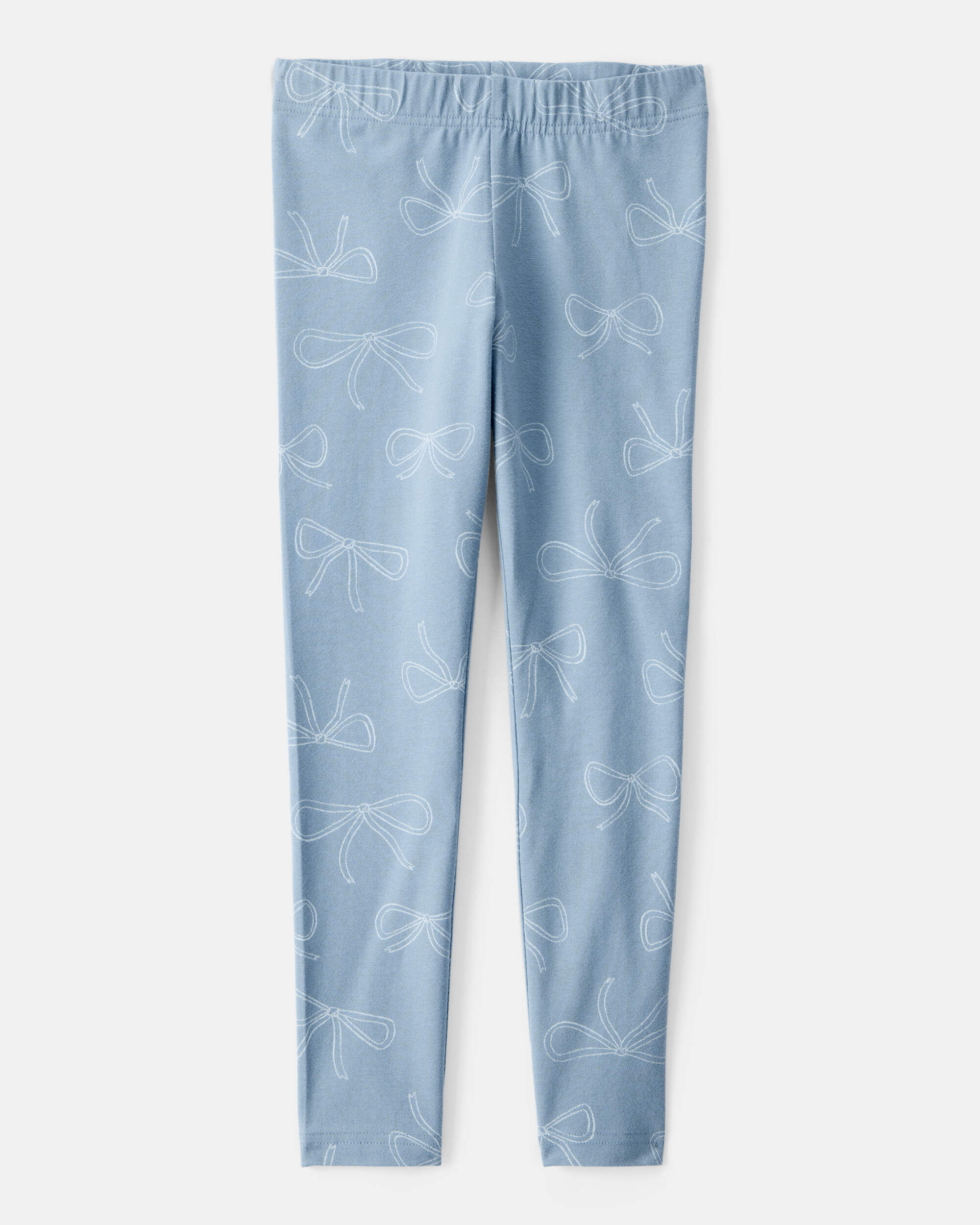 Kid Cotton Bow Stretch Leggings - Blue
