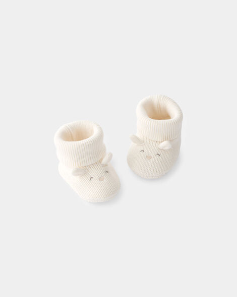 baby easter bunny booties - ivory