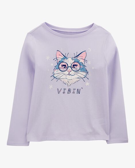  Product image 1 of Kid Vibin'  Long-Sleeve Graphic Tee - Purple