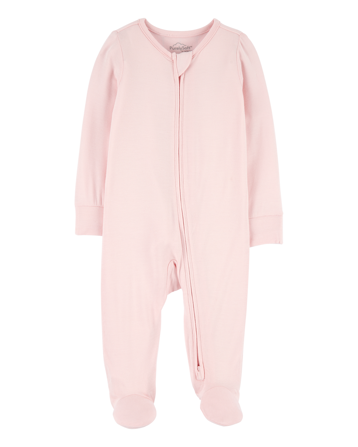 Baby Girl Solid 2-Way Zip PurelySoft Sleep & Play Pajamas
