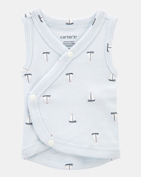 baby boy preemie sailboat tank - blue