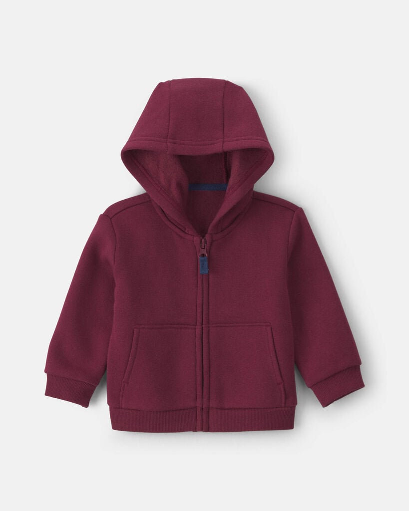 Carter's baby fleece zip-up hoodie 12M Burgundy