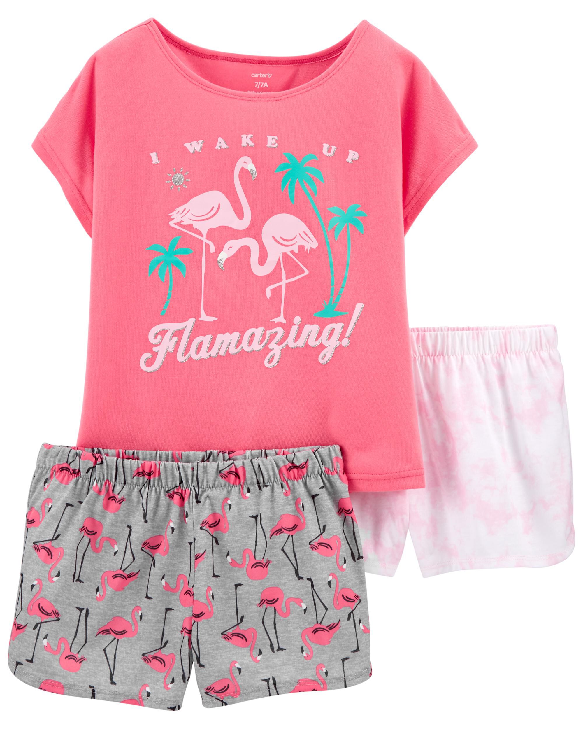  *CLEARANCE* 3-Piece Flamingo Loose Fit PJs 