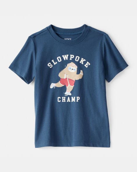 toddler boy "slowpoke champ" short-sleeve graphic tee - blue