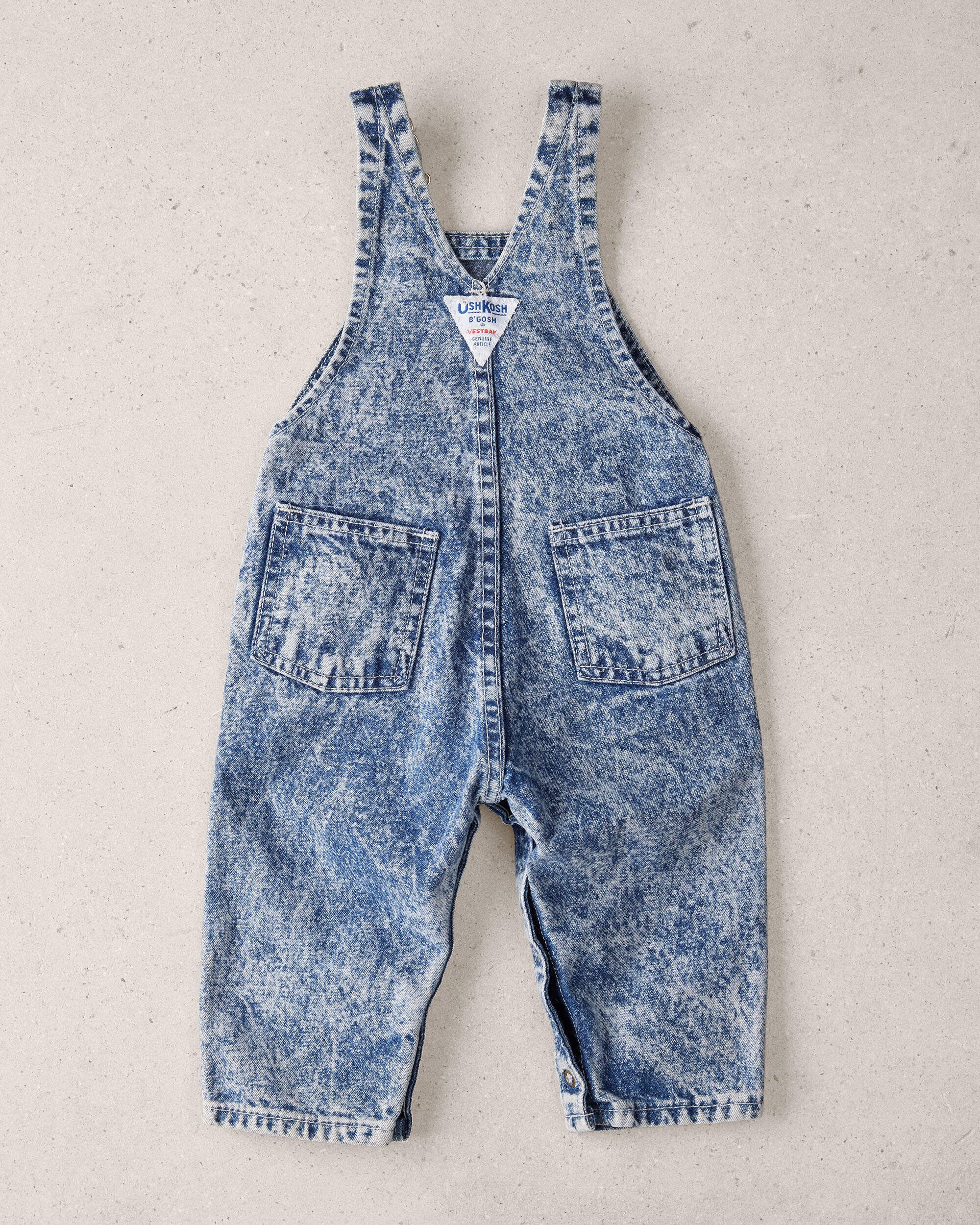 Baby 12M Vintage Dark Acid Wash Denim Overalls from the OshKosh Archive Release, circa 1990s