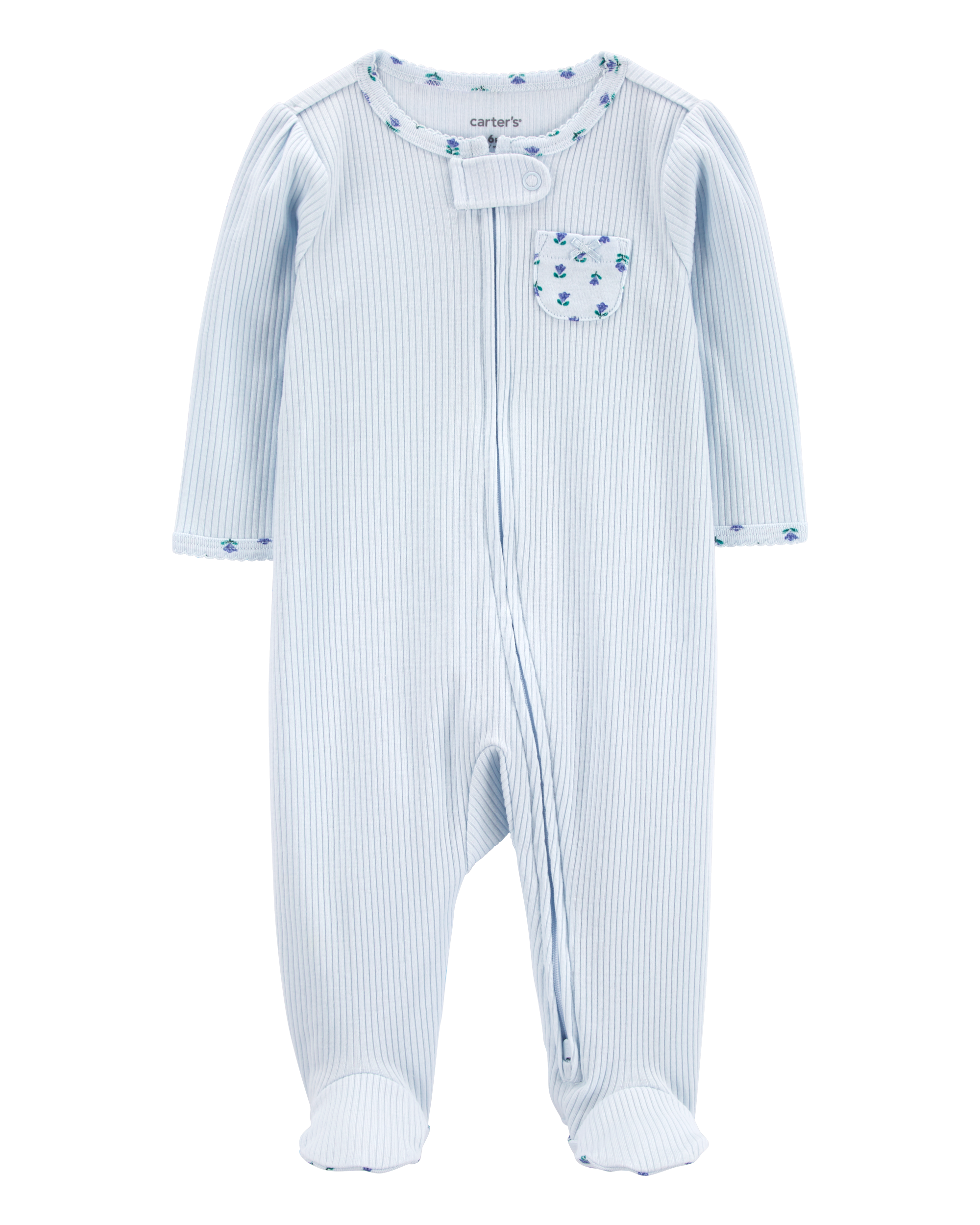 Baby Floral 2-Way Zip Ribbed Sleep & Play Pajamas