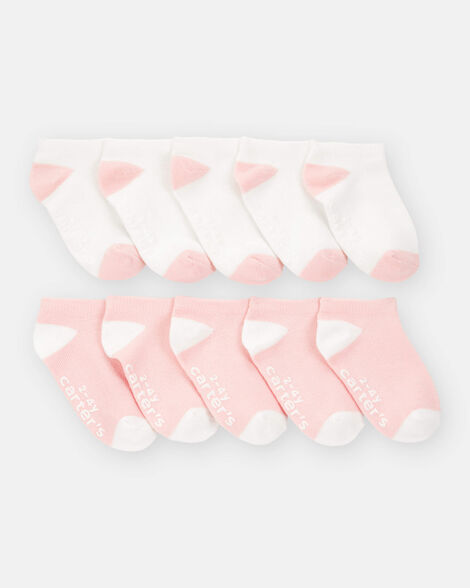 toddler girl 10-pack no show socks - pink/white