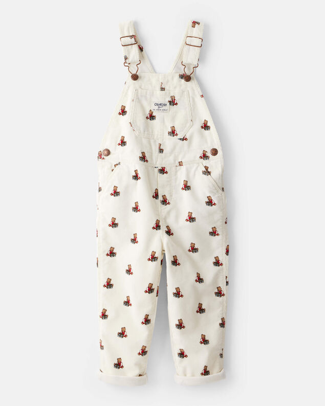 Product image 1 of Toddler Girl Bear Print CorduroyOveralls - White