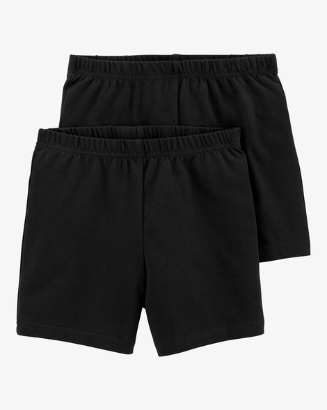 girls 2-pack black bike shorts - black