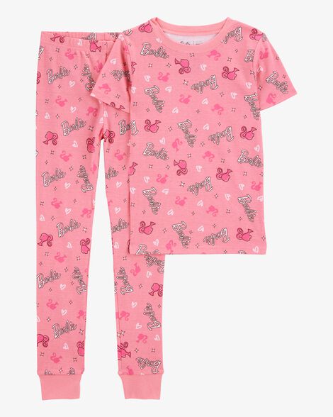  Product image 1 of Kid Barbie Snug Fit Cotton 2-Piece Pajamas - Pink