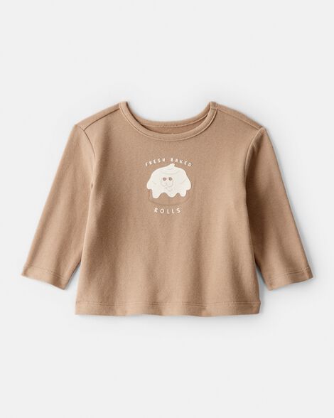 baby boy baked rolls long-sleeve tee - brown